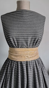 Jersey Bumbac 95% cu Elastan 5%, Gri cu dungulițe Albe ELA1197